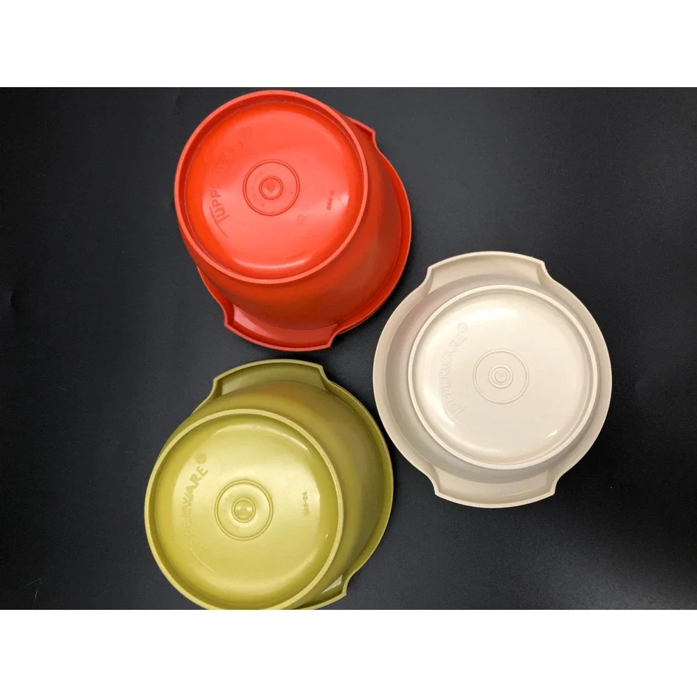Vintage Tupperware Servalier Nesting Bowls Set of 3 Harvest 2x886 & 1323 w/LIDS